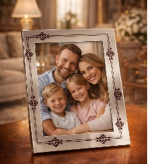 Geometric Heritage Silver-Plated Photo Frame