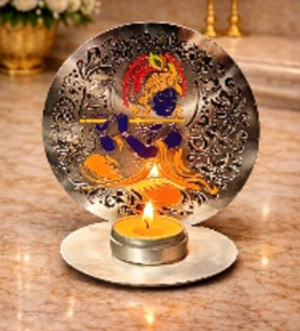 Silver Plated Krishna Tea Light Holder