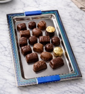 Contemporary Blue Silver Plated Serving Tray