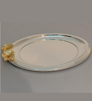 Floral Silver-Plated Oval Tray